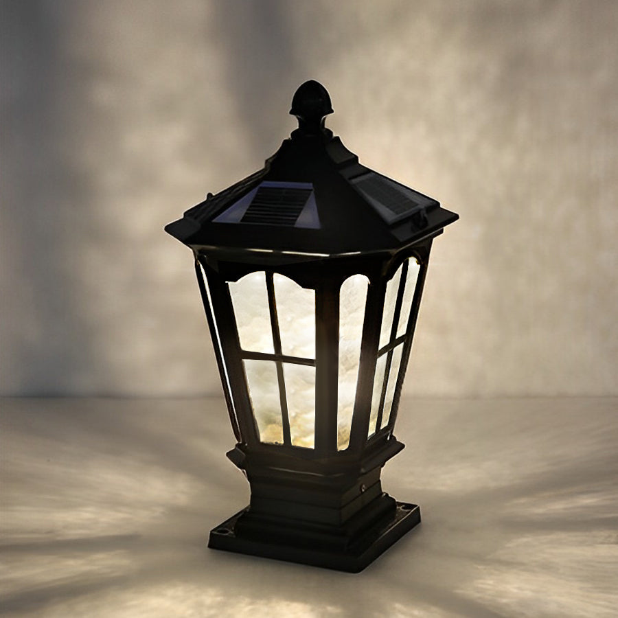 Retro Pavilion-Style LED Stone Pillar Light Fixture