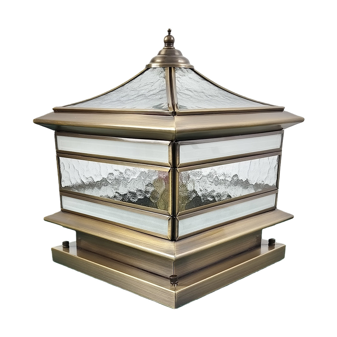 Premium Retro Copper Solar Stone Pillar Lights - Waterproof Fence Post Illumination