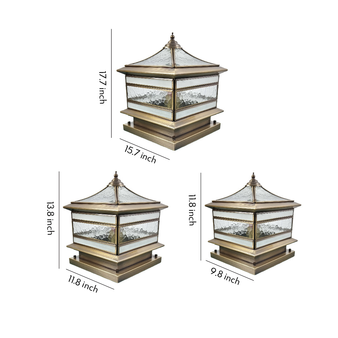 Premium Retro Copper Solar Stone Pillar Lights - Waterproof Fence Post Illumination