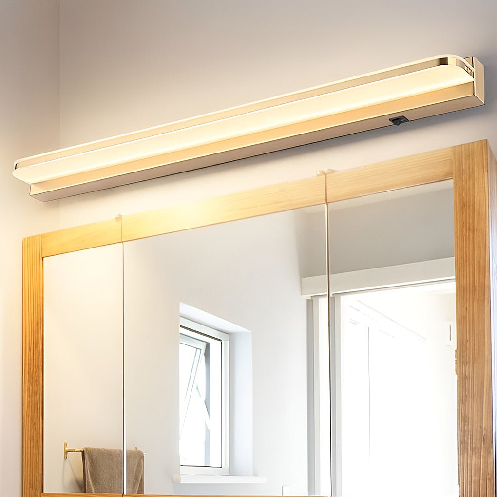 Polished Iron Trim LED Bathroom Vanity Light with Wall-Mounted Panel
