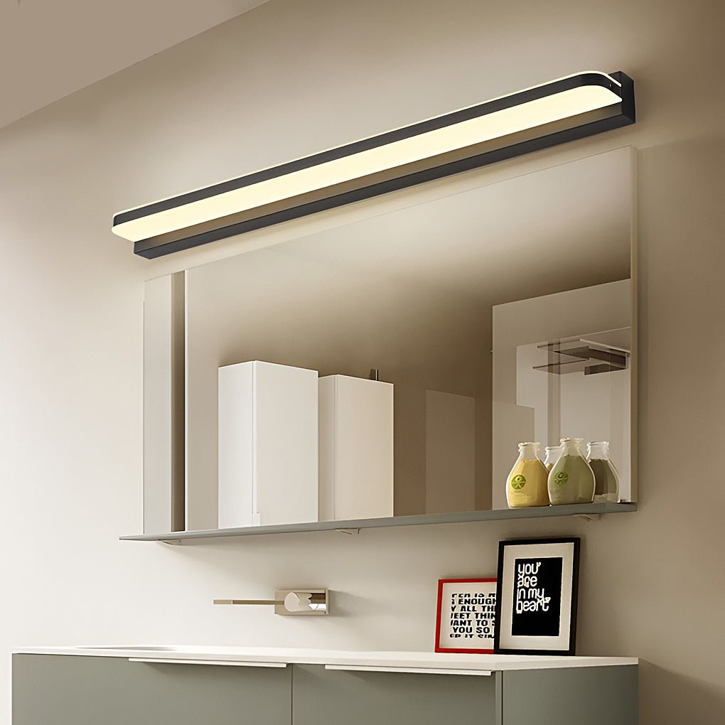 Polished Iron Trim LED Bathroom Vanity Light with Wall-Mounted Panel
