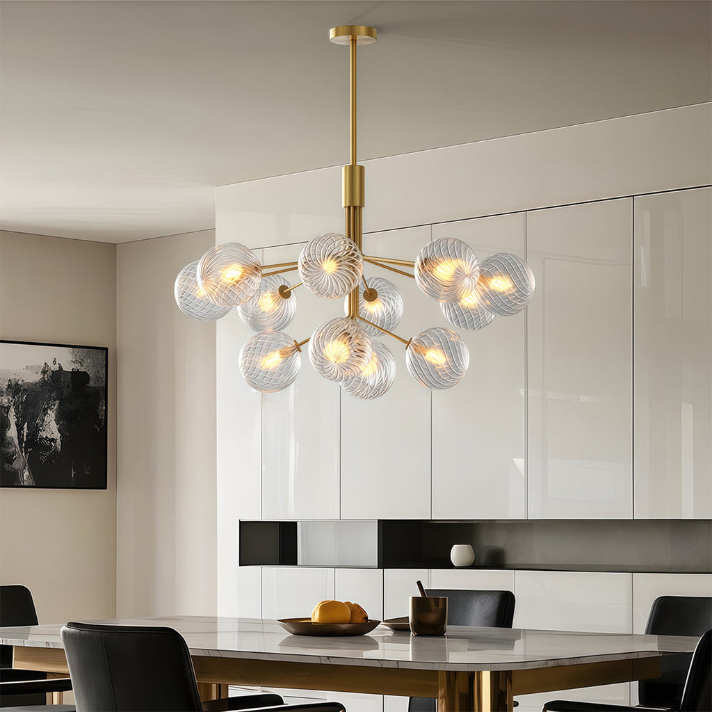 Premium Modern Copper and Glass Ball Chandelier