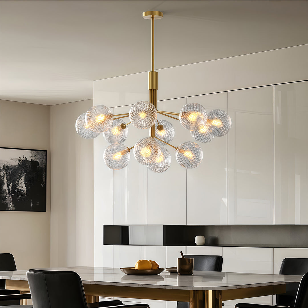 Premium Modern Copper and Glass Ball Chandelier