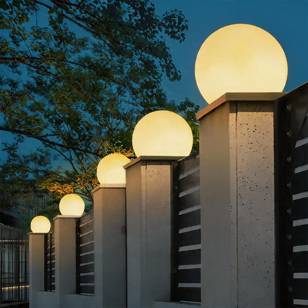 Modern Waterproof LED Moon Pillar Lamp - Premium Resin Decor