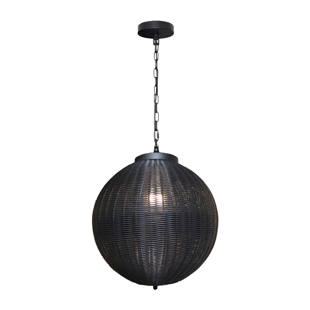 Premium Black Woven Outdoor Pendant Light - Waterproof Ceiling Fixture