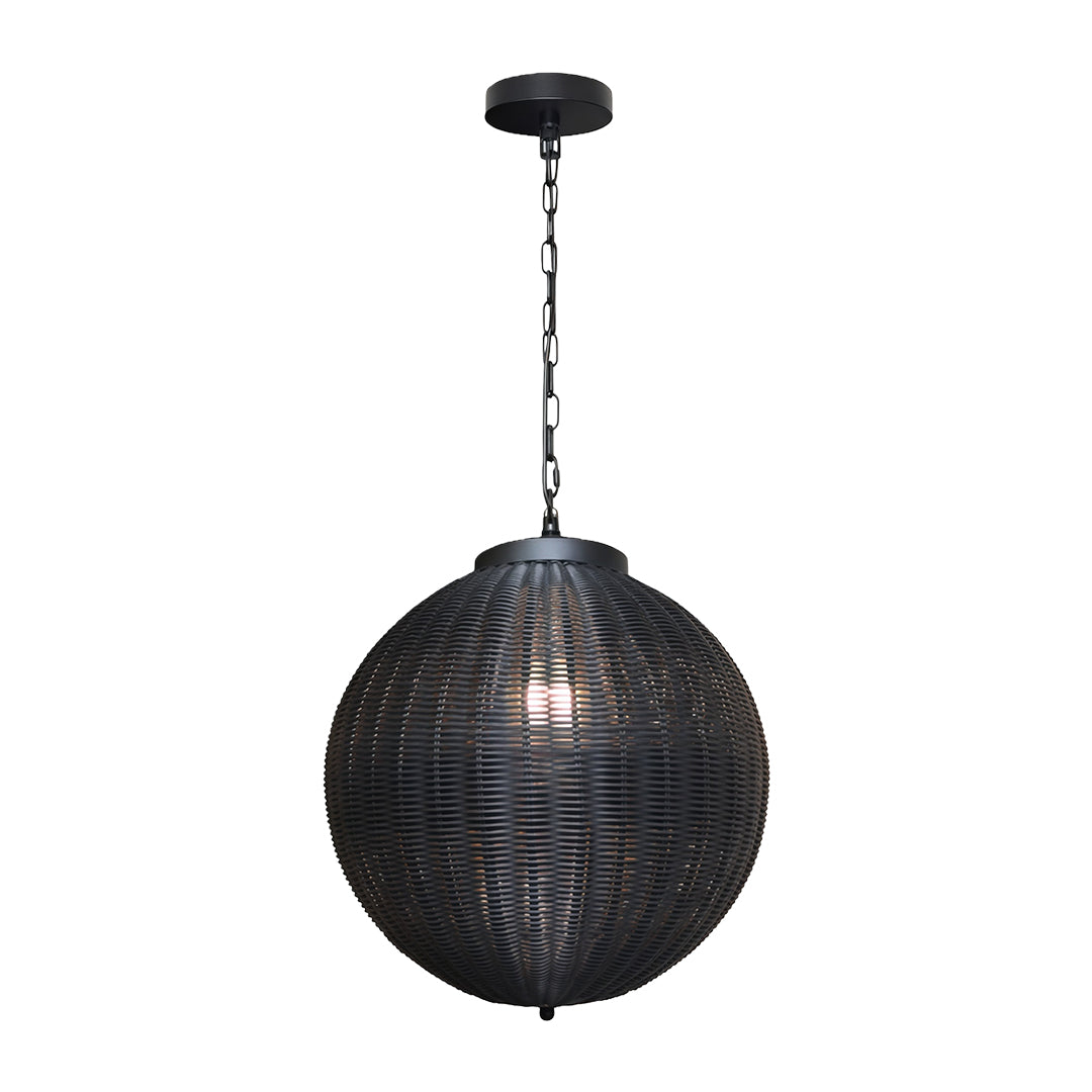 Premium Black Woven Outdoor Pendant Light - Waterproof Ceiling Fixture