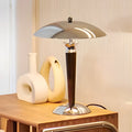 Retro Chrome Mushroom Lamp with Wooden Rod