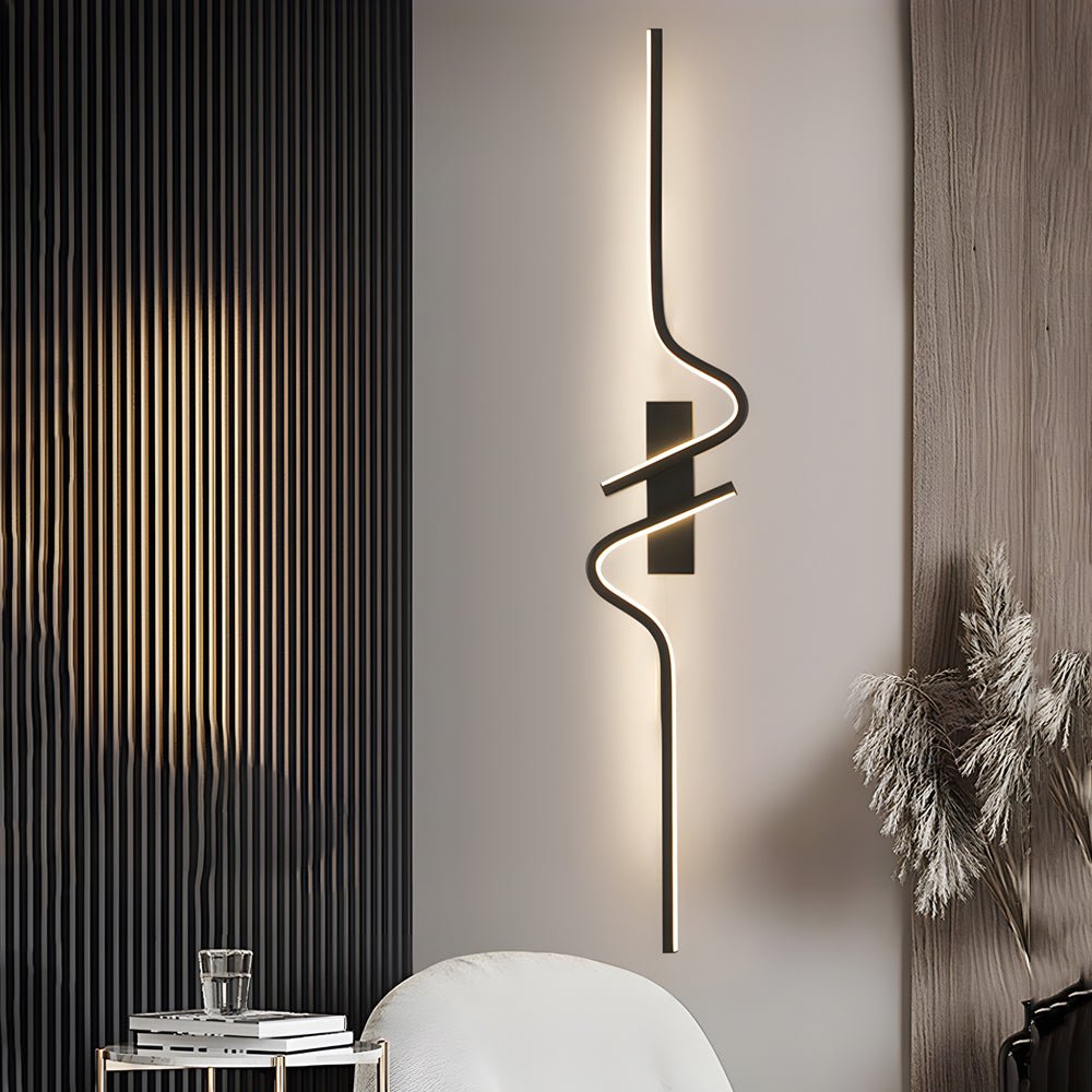 Minimalist Black Aluminum Curved Wall Sconce