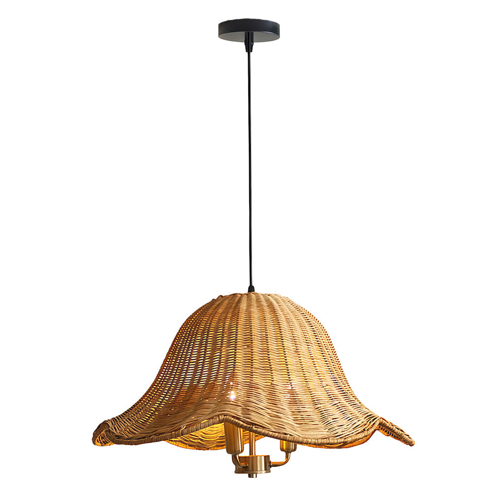 Artistic Rattan and Iron Hanging Pendant Light