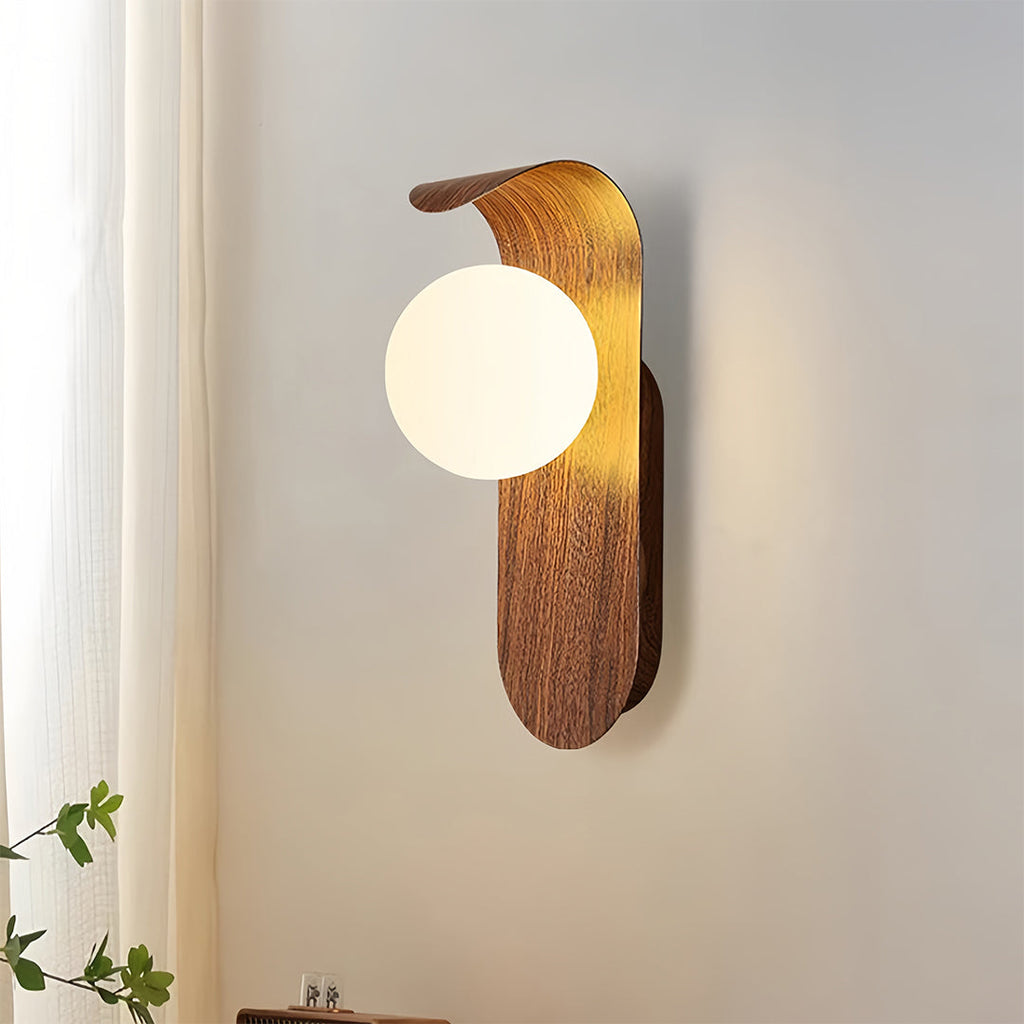 Mid-Century Minimalist Wood Grain LED Wall Lights