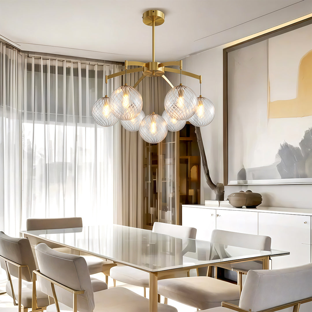 Premium Copper and Glass Ball Chandelier Ceiling Light