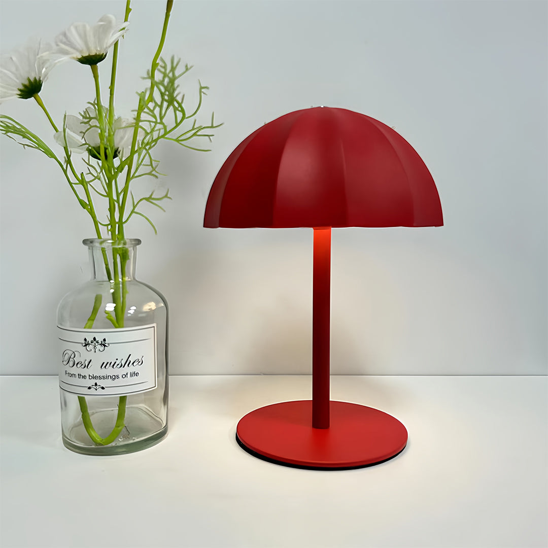 Minimalist Cordless Rechargeable Metal Mushroom Table Lamp