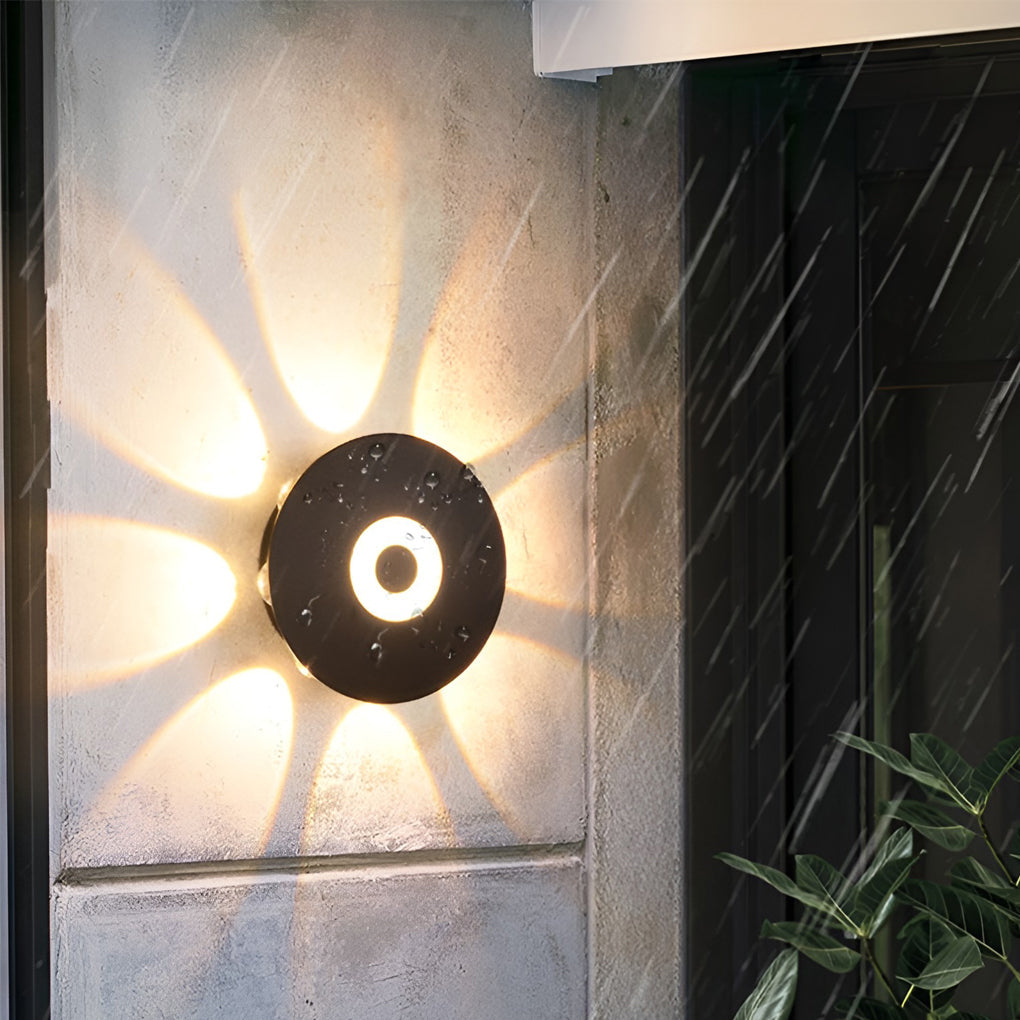 Modern Round Waterproof Sunflower LED Wall Light