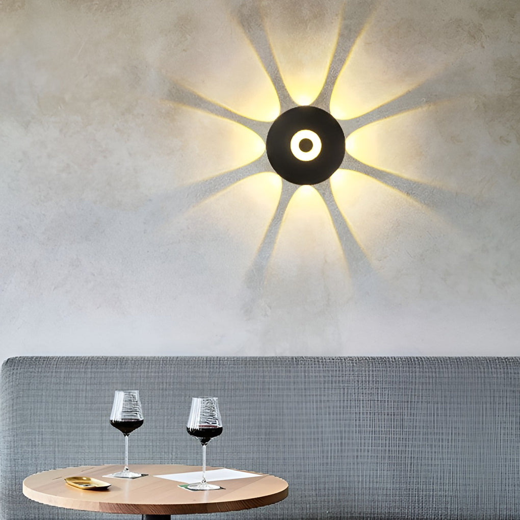 Modern Round Waterproof Sunflower LED Wall Light