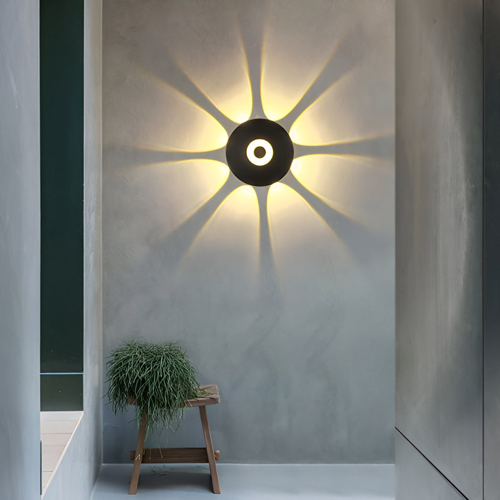 Modern Round Waterproof Sunflower LED Wall Light