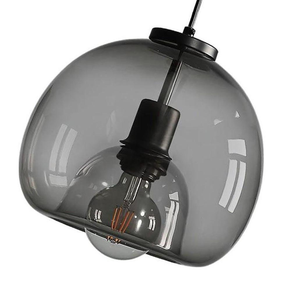 Smoked Glass Round Pendant Light Shade - Vintage Metal Design