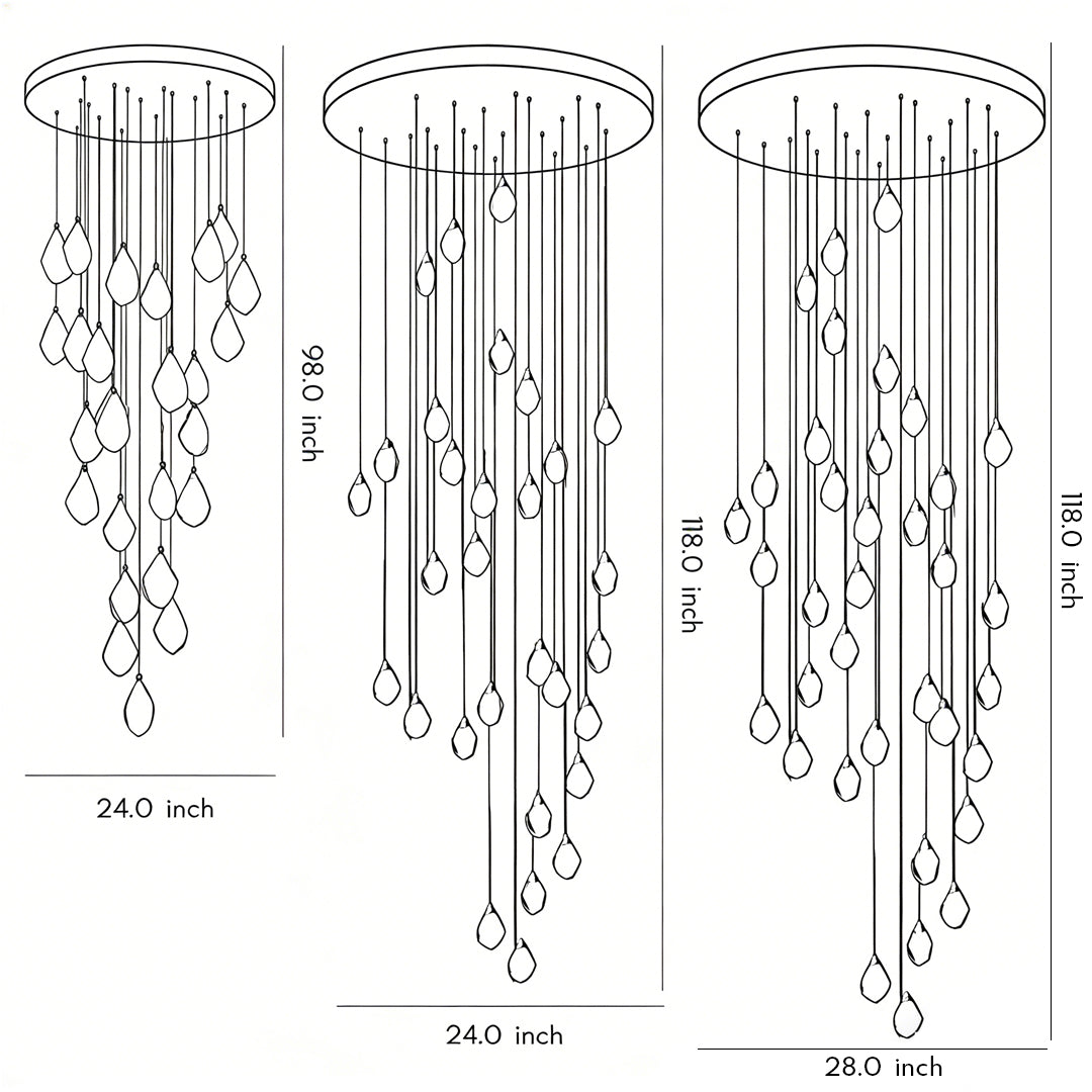 Modern Spiral Crystal Chandelier for High Ceilings