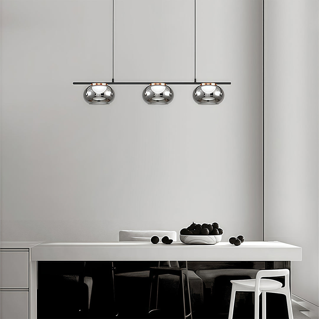 Gray Glass Globe Pendant Light - Full-Spectrum Metal Ceiling Fixture