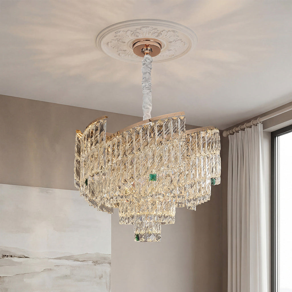 Luxury Crystal Pendant Chandelier - Carbon Steel Ceiling Light