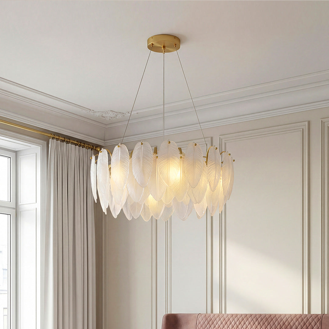 Modern Luxury Glass Feather Chandelier Ceiling Light