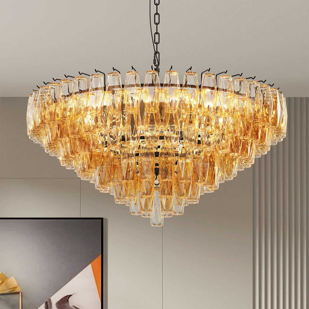 Luxury Multi-Head Glass Pendant Chandelier for Elegant Ceilings