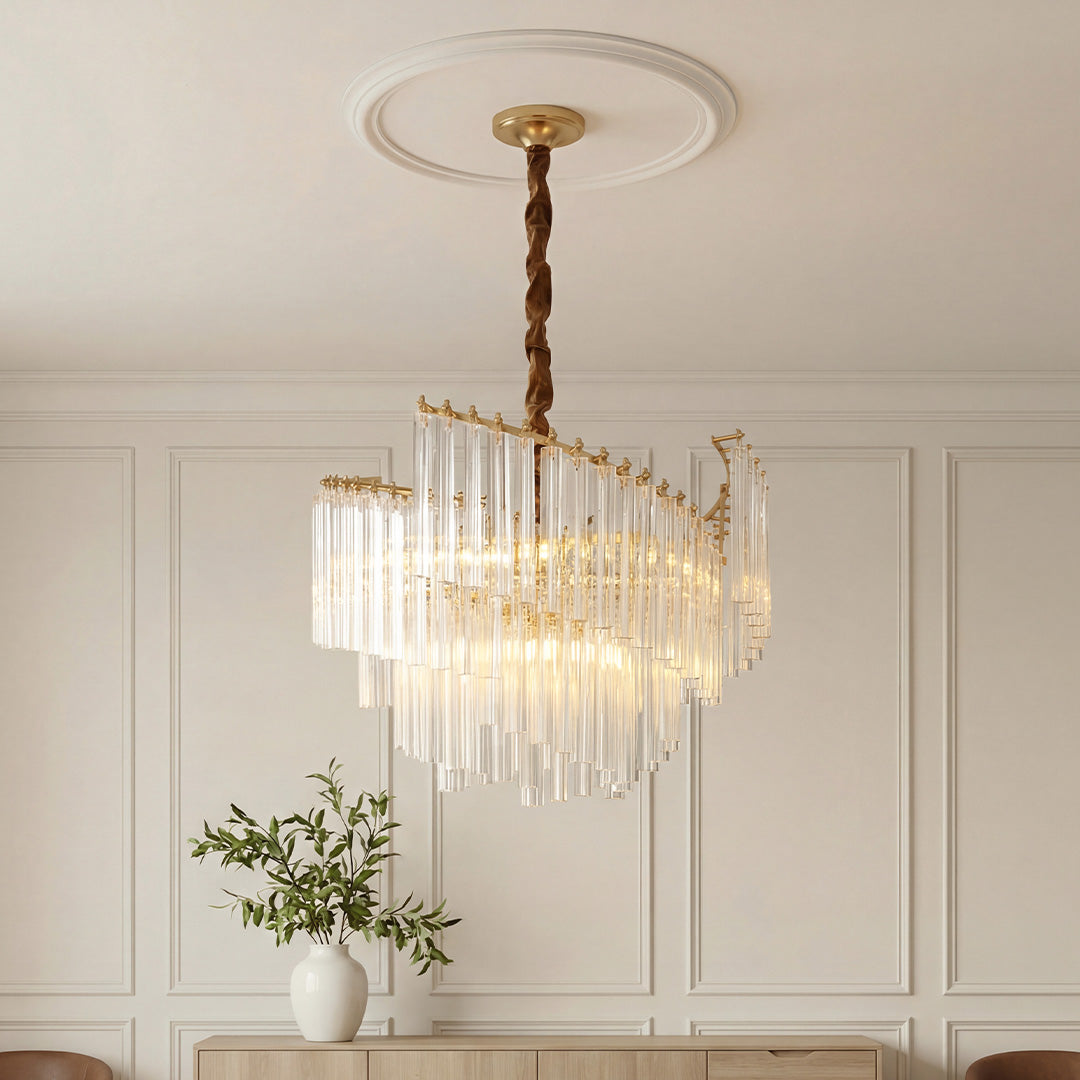 Luxury Vintage Crystal Copper Ceiling Chandelier