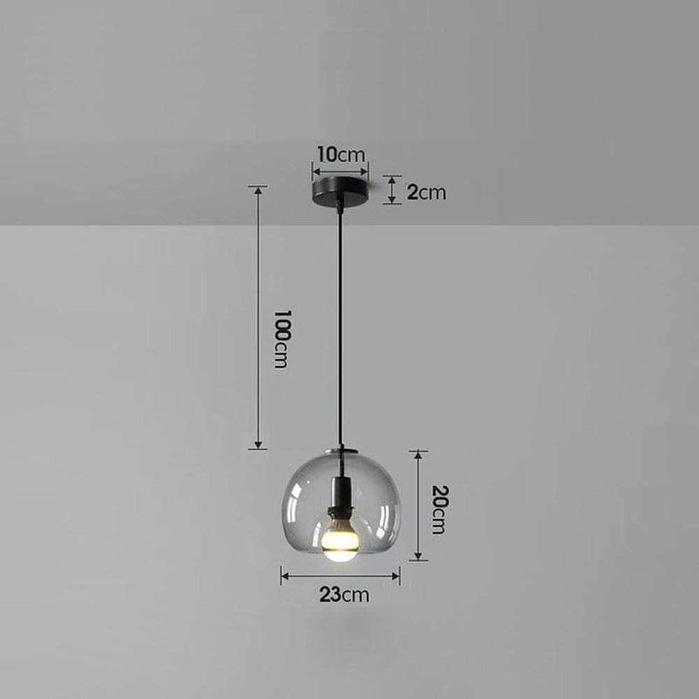 Smoked Glass Round Pendant Light Shade - Vintage Metal Design