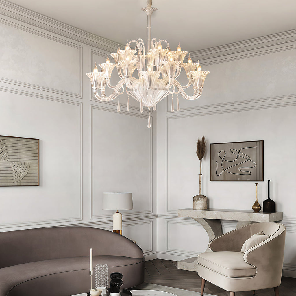 Elegant French Art Glass Ceiling Chandelier