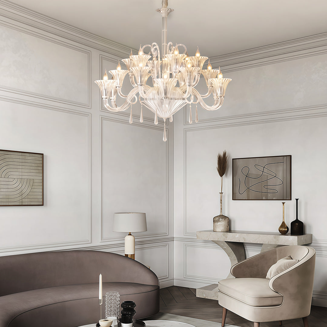 Elegant French Art Glass Ceiling Chandelier