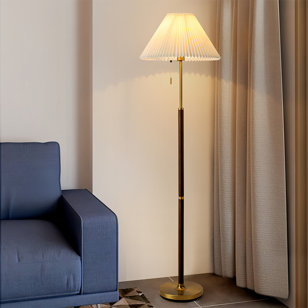 Premium Standing Lamp with Pleated Fabric Shade