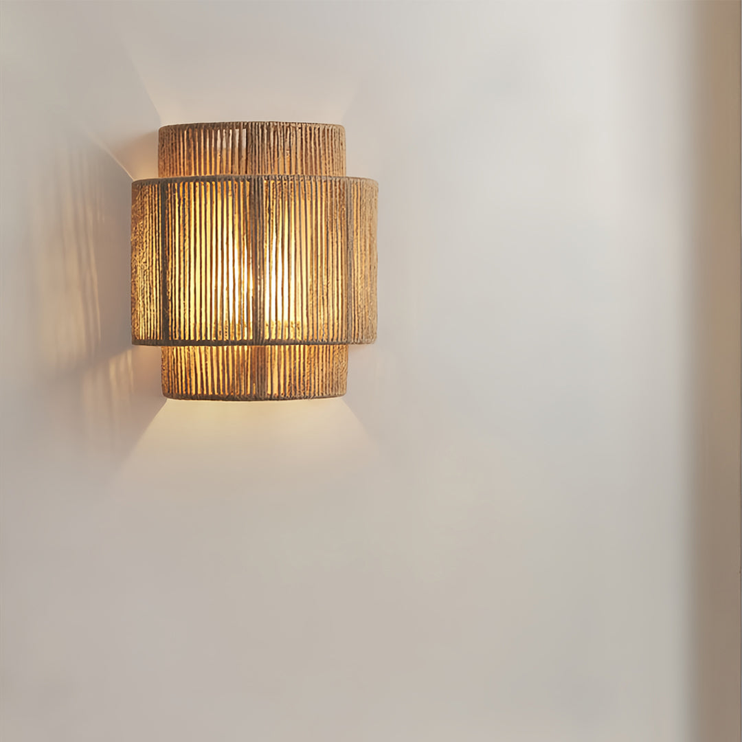 Premium Wabi Sabi Hemp Rope Wall Sconce - Japanese-Inspired Lighting