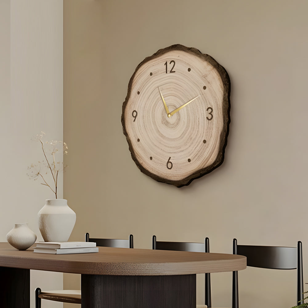 Farmhouse Wood Slice Tree Stump Wall Clock with LED Light