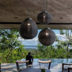 Premium Black Woven Outdoor Pendant Light - Waterproof Ceiling Fixture