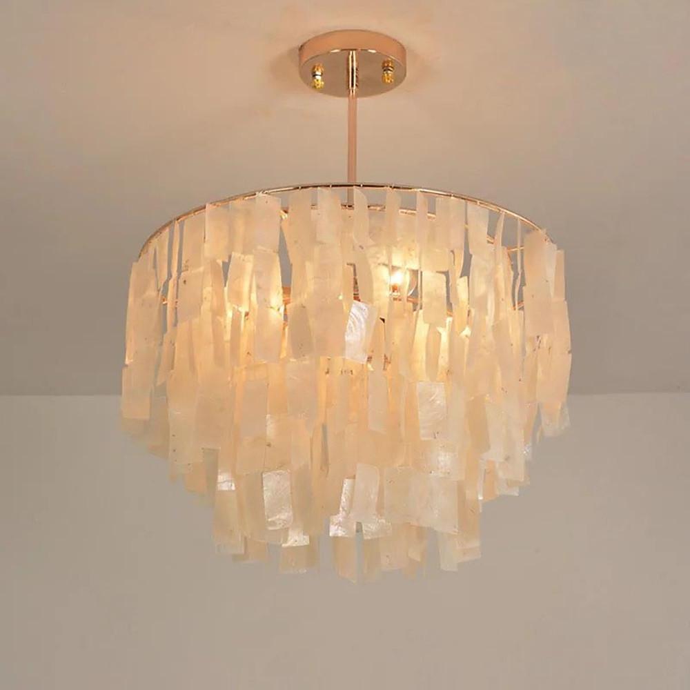 Contemporary Shell-Shaped Capiz Chandeliers - Modern Rustic Lighting
