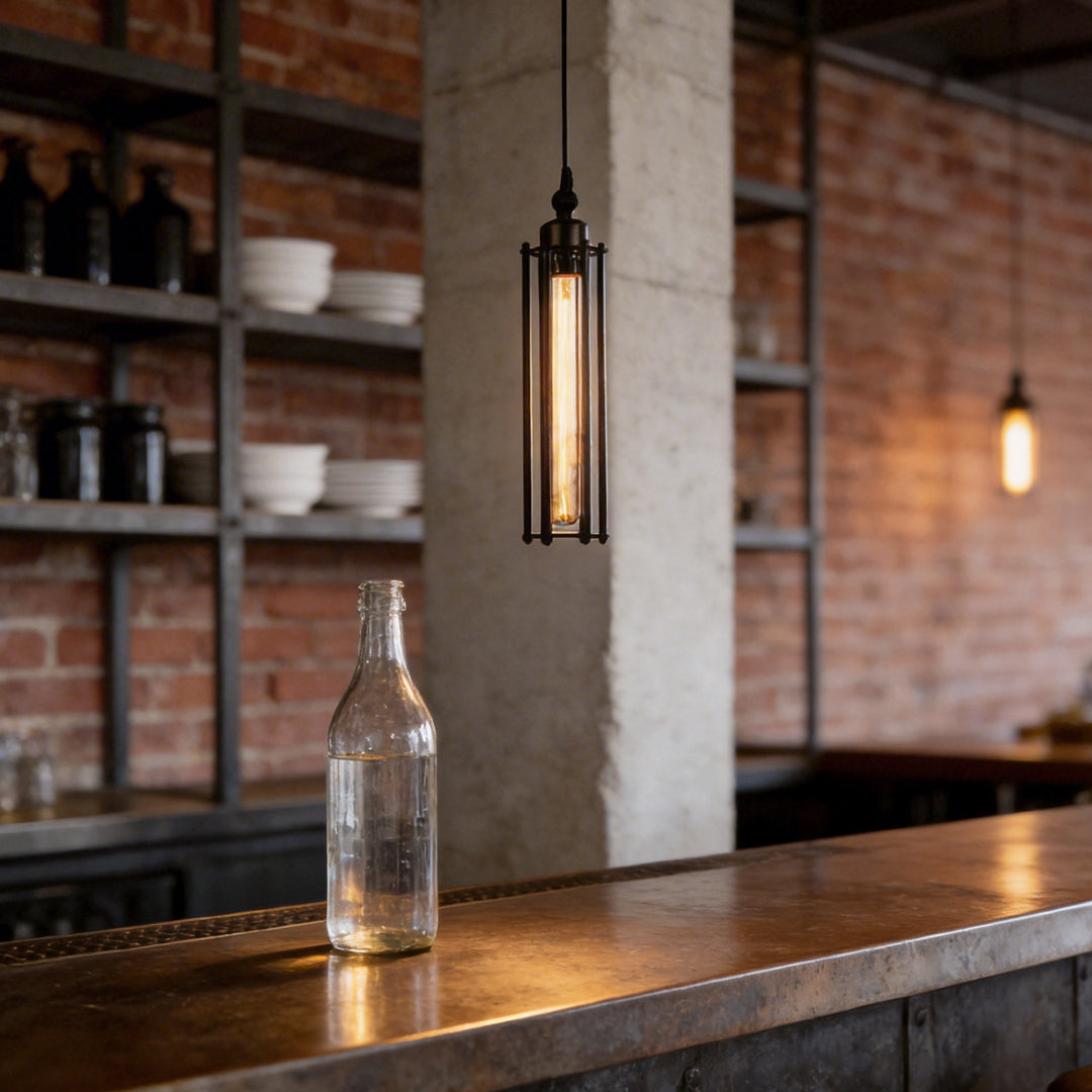 Vintage Industrial Tube Pendant Light - Iron Ceiling Fixture