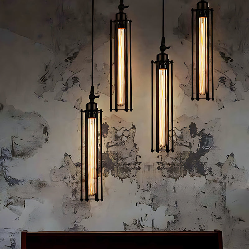 Vintage Industrial Tube Pendant Light - Iron Ceiling Fixture