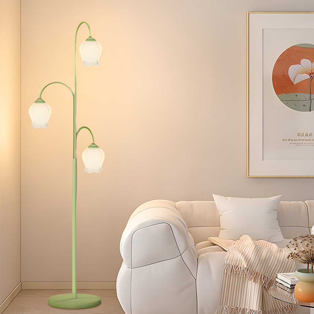 French Three-Light Arc Tulip Floor Lamp