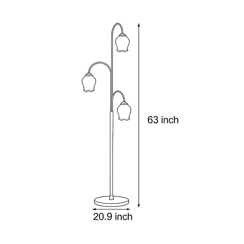 French Three-Light Arc Tulip Floor Lamp