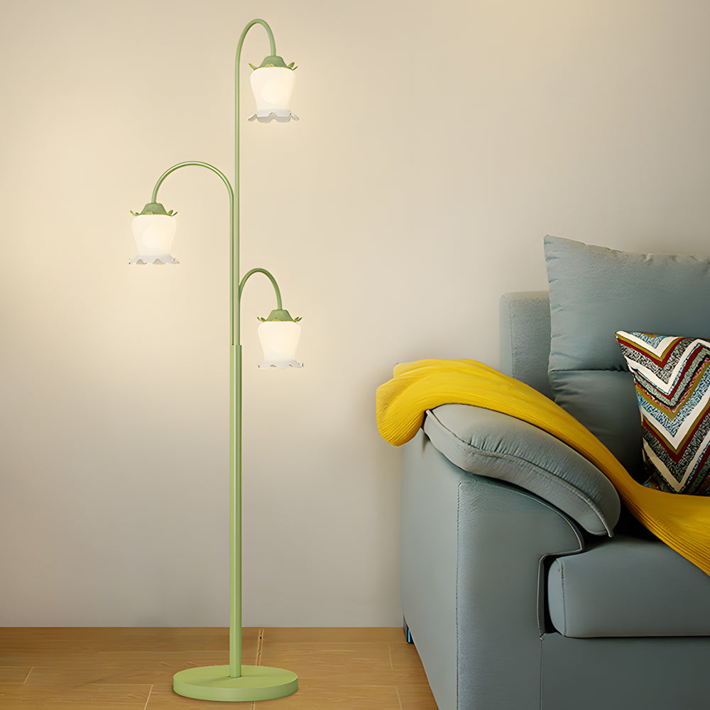 French Three-Light Arc Tulip Floor Lamp