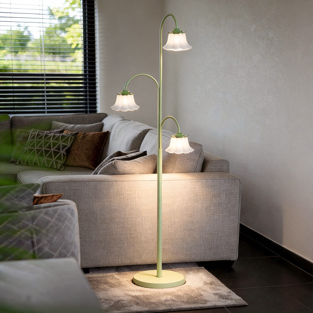 French Three-Light Arc Tulip Floor Lamp
