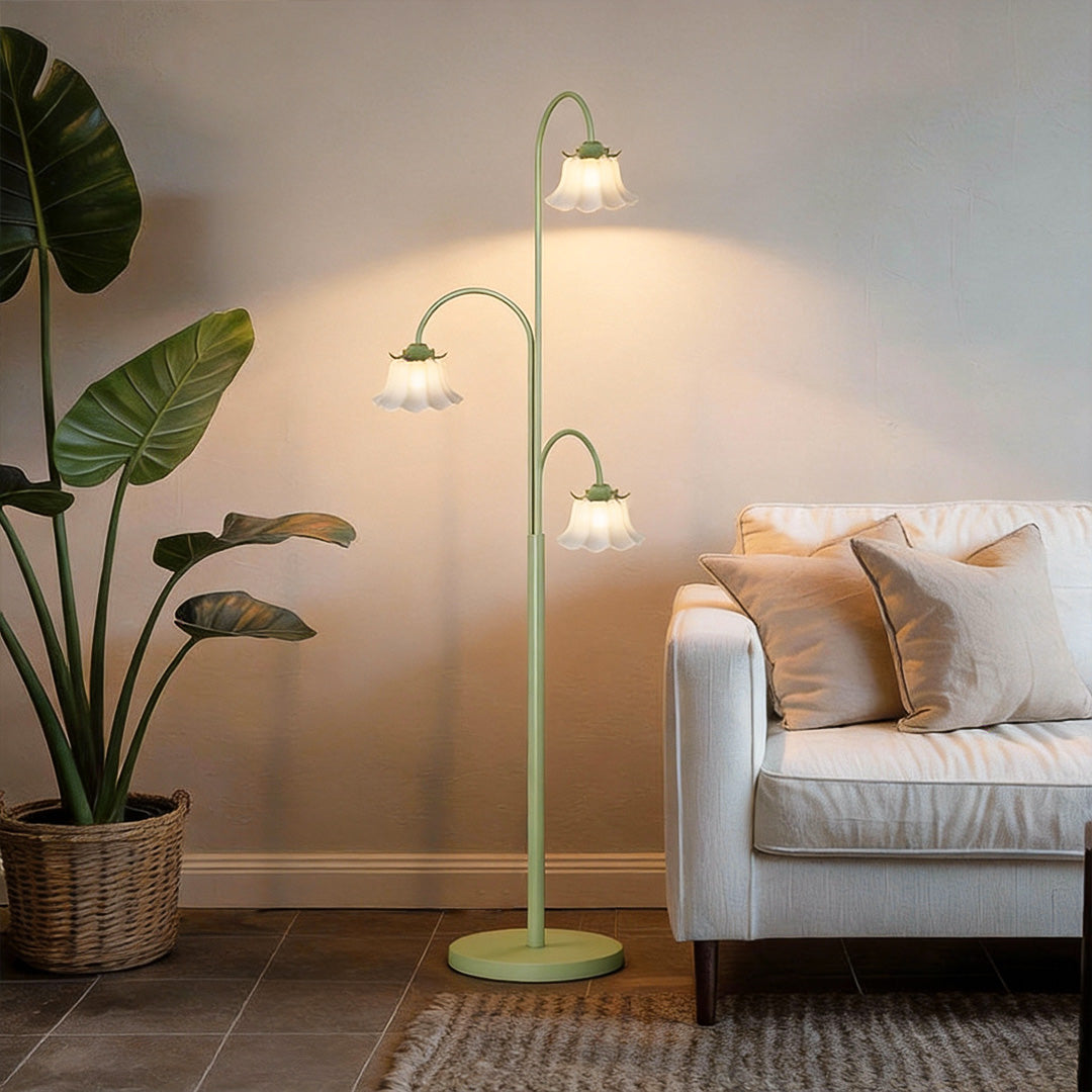 French Three-Light Arc Tulip Floor Lamp