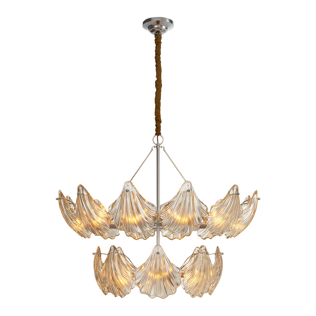 Luxury Copper and Glass Large Modern Chandelier