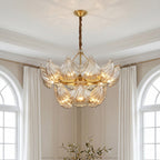 Luxury Copper and Glass Large Modern Chandelier