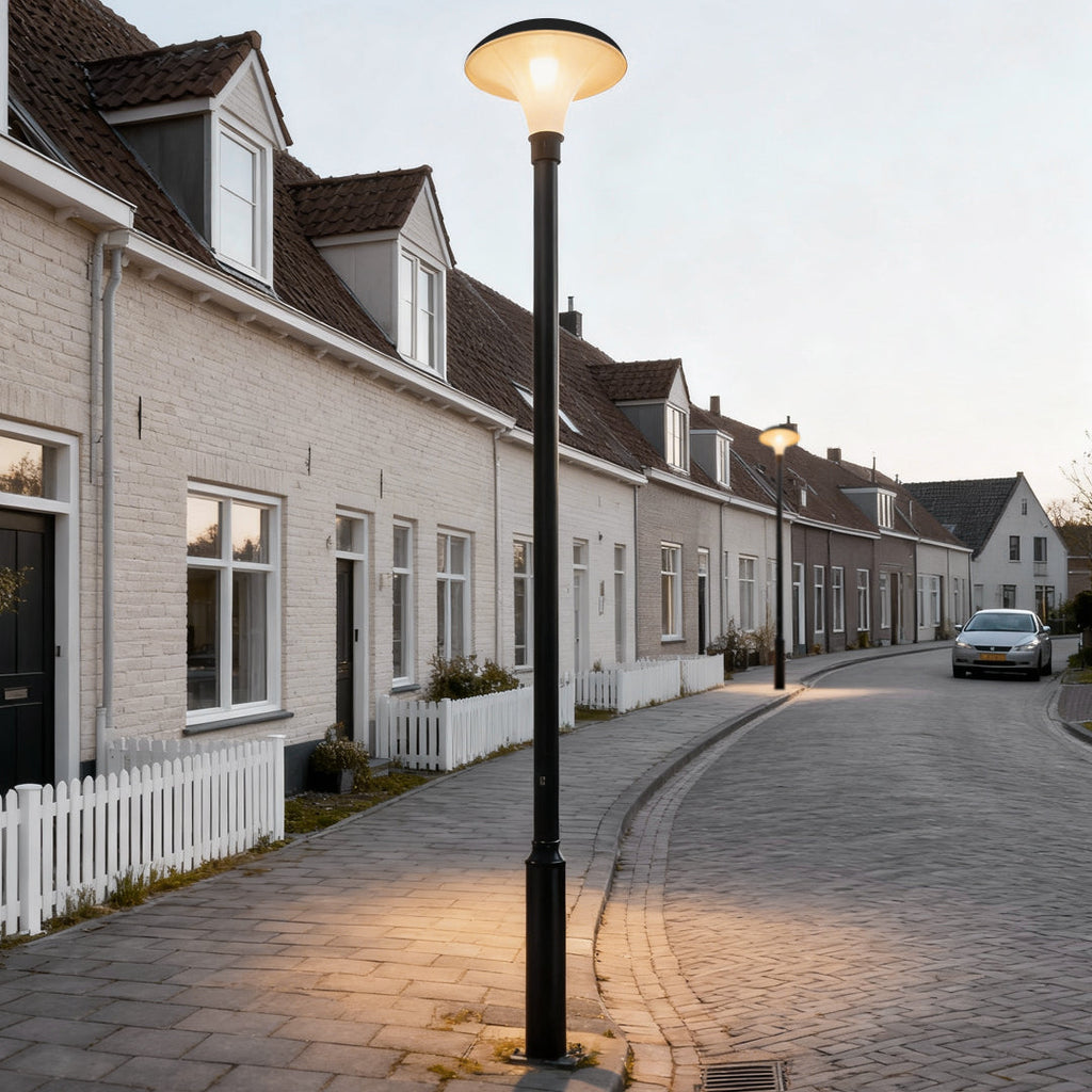Premium Waterproof Solar LED Street Light - Black Pole Lamp