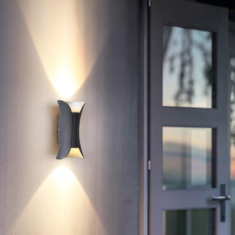 Modern Curved LED Waterproof Wall Lights - Up and Down Lighting