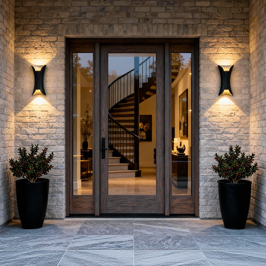 Modern Curved LED Waterproof Wall Lights - Up and Down Lighting