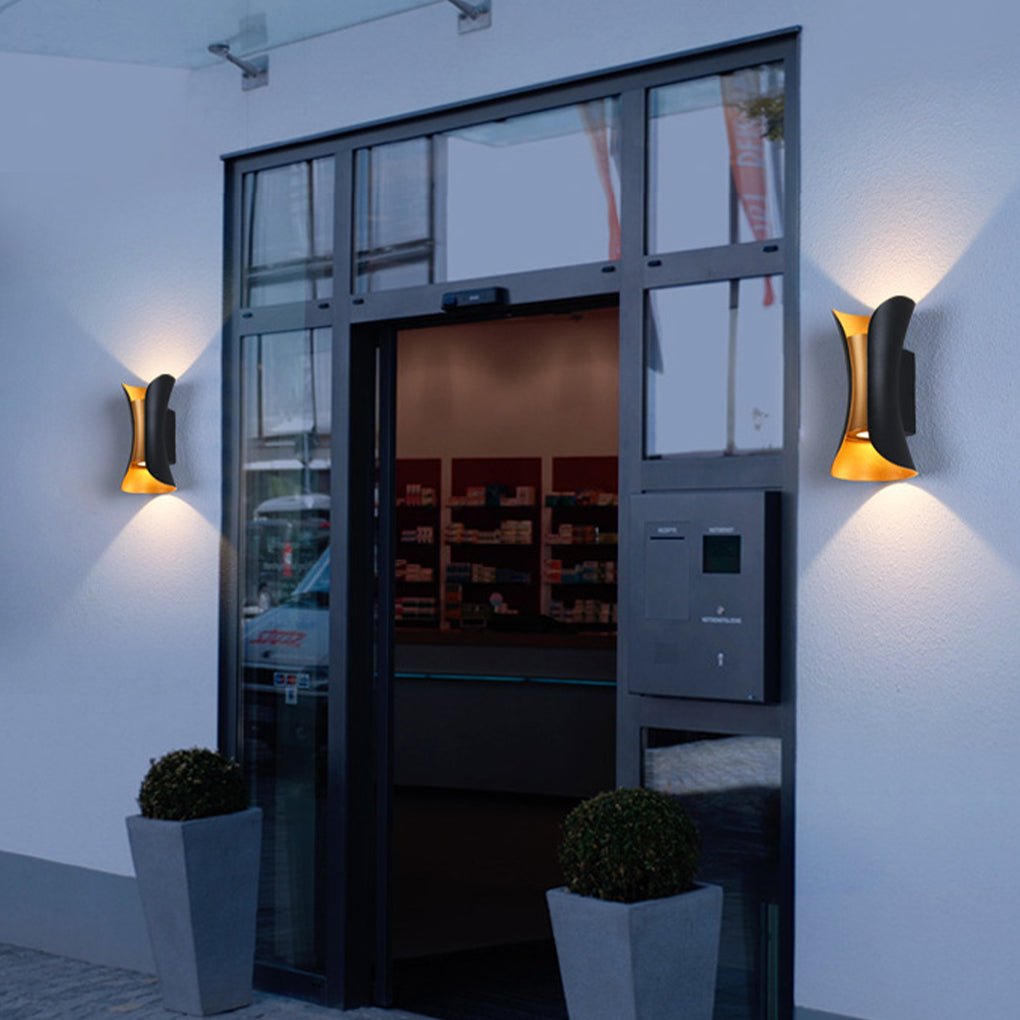 Modern Curved LED Waterproof Wall Lights - Up and Down Lighting