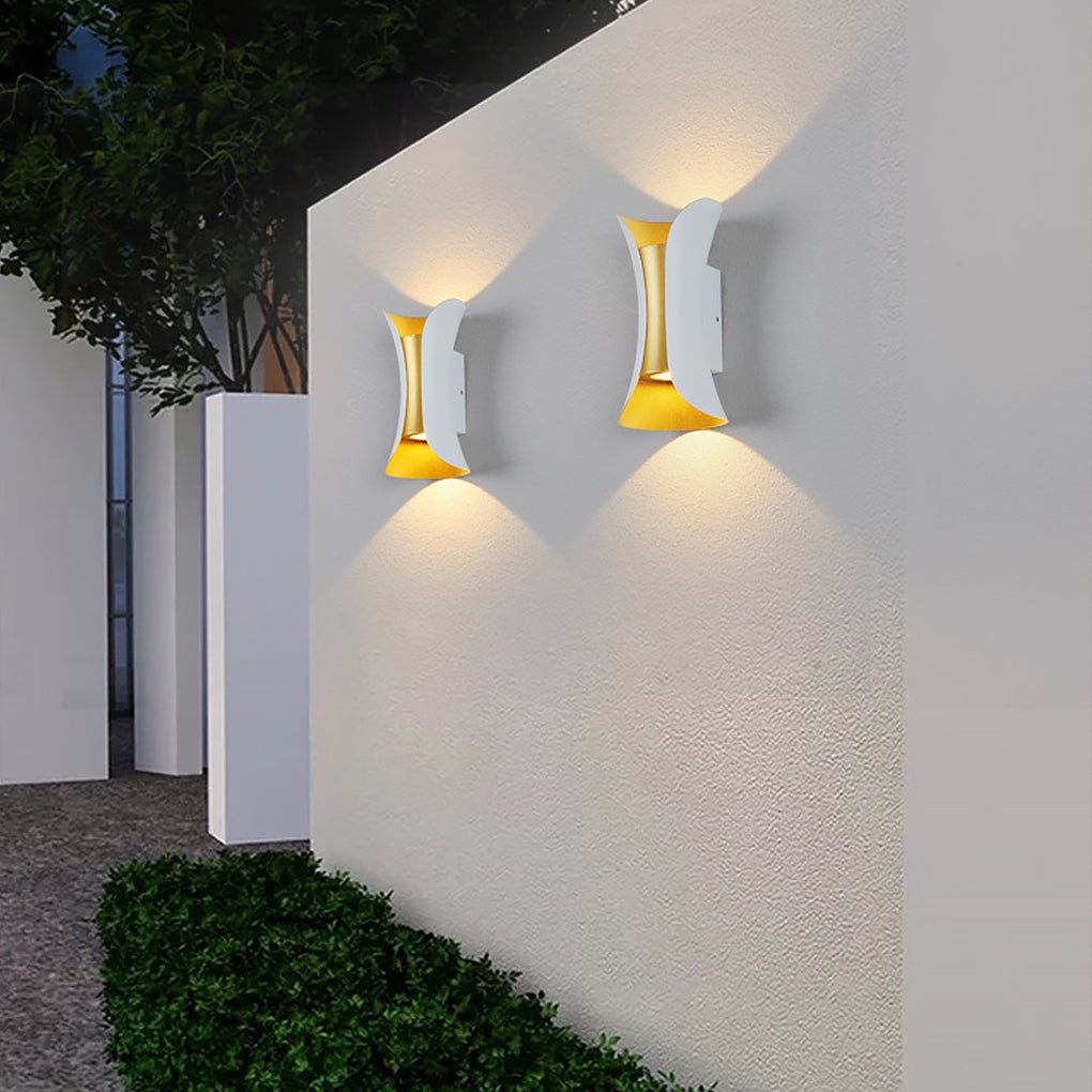 Modern Curved LED Waterproof Wall Lights - Up and Down Lighting