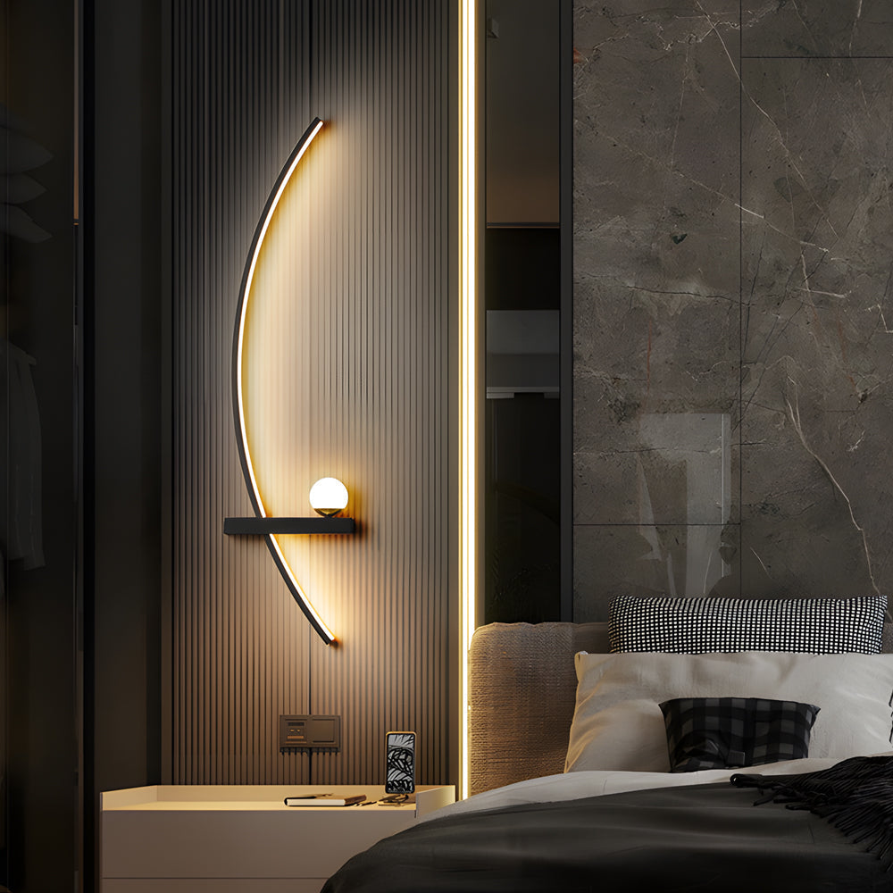 Modern LED Curved Wall Light - Elegant Fixture for Home & Living Room
