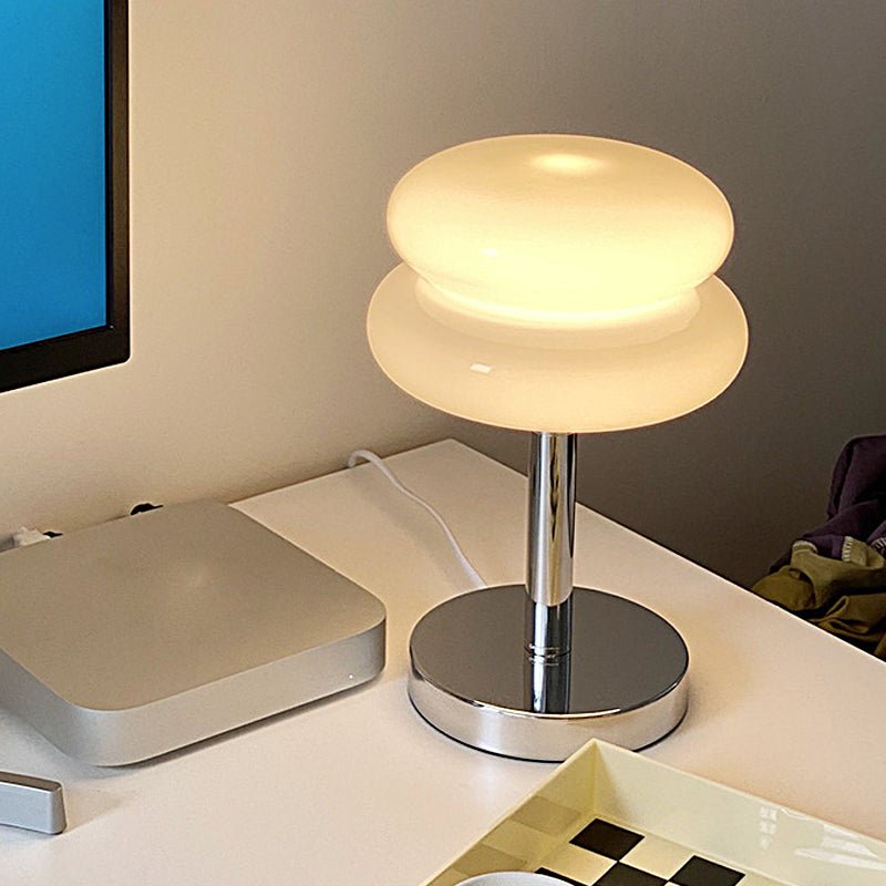 Modern USB Glass Burger Table Lamp with Warm Light